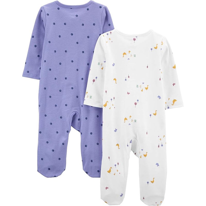 Simple Joys by Carter's baby-girls Cotton Footed Sleep and Play, Pack of 2 Baby and Toddler Sleepers - Image 2