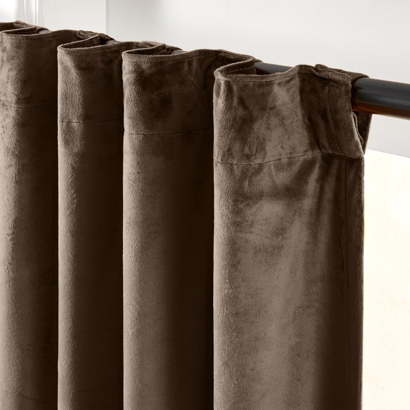 Lazzzy Dark Brown Velvet Extra Long Curtains 108 Inches Long Blackout Thermal Insulated Blackout Lined Curtain Drapes Window Treatments for Bedroom Living Room 2 Panels,52 x 108 Inch, Truffle - Image 3