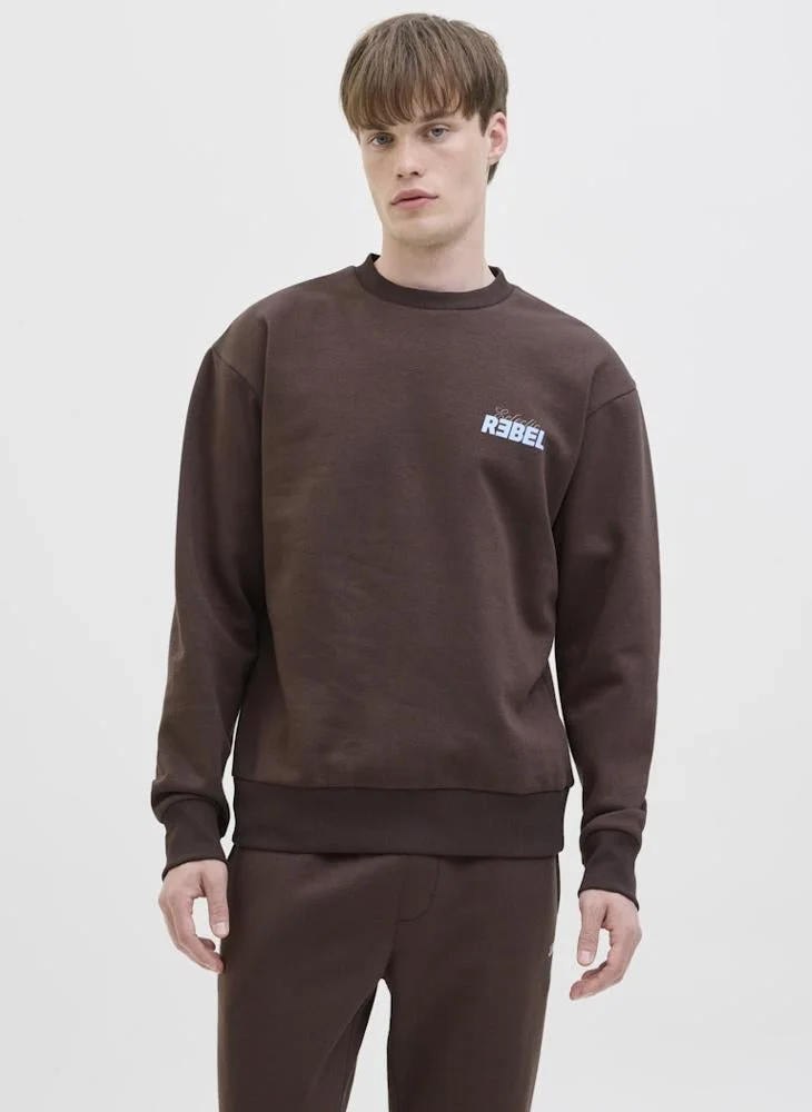 Text Print Regular Fit Crew Neck Sweatshirt