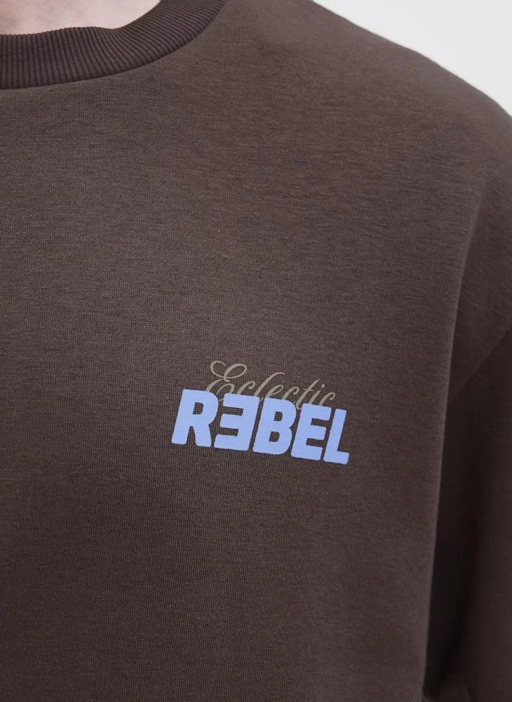 JJ Rebel  Text Print Regular Fit Crew Neck Sweatshirt for Men | Best Price UAE