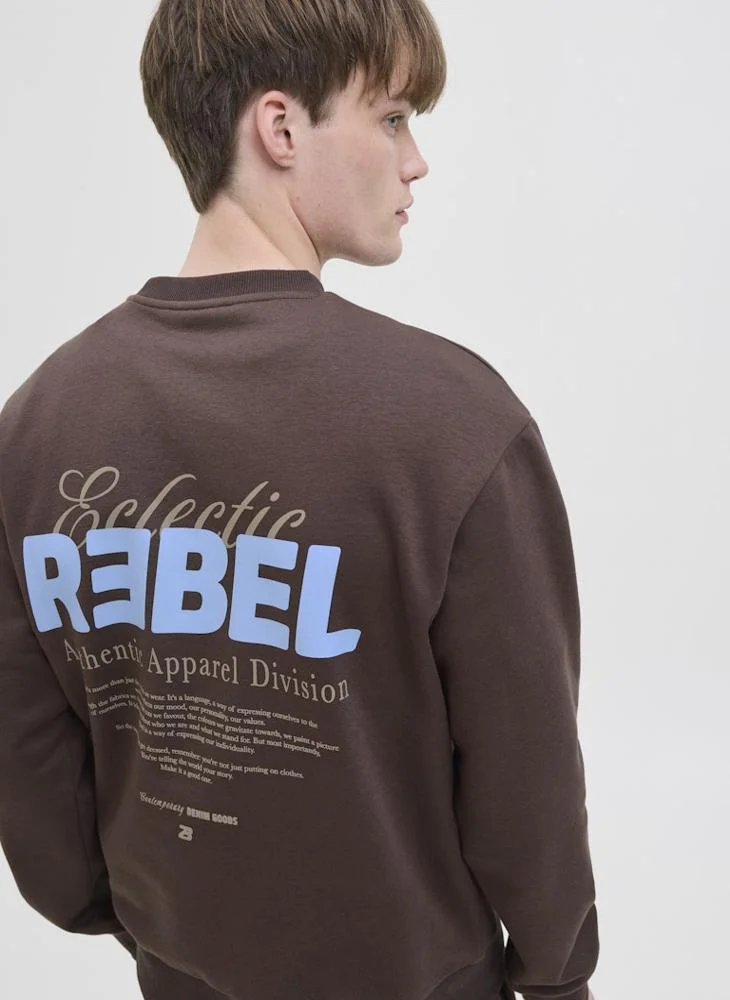 JJ Rebel  Text Print Regular Fit Crew Neck Sweatshirt for Men | Best Price UAE