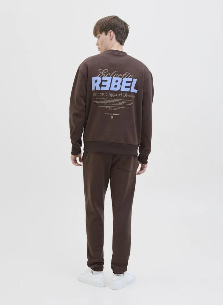 JJ Rebel Text Print Regular Fit Crew Neck Sweatshirt