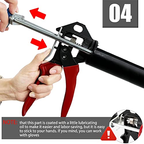 Hubaow Dual Epoxy Gun for 200 mL / 6.76 fl oz, Double Cartridge Caulking Gun, Hand Manual Black Panel Bond Adhesive Caulk Gun (2:1 Mix Ratio) - Image 5