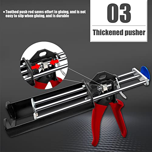 Hubaow Dual Epoxy Gun for 200 mL / 6.76 fl oz, Double Cartridge Caulking Gun, Hand Manual Black Panel Bond Adhesive Caulk Gun (2:1 Mix Ratio) - Image 4