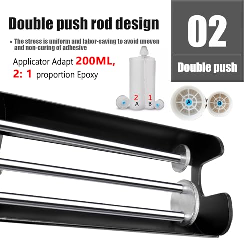 Hubaow Dual Epoxy Gun for 200 mL / 6.76 fl oz, Double Cartridge Caulking Gun, Hand Manual Black Panel Bond Adhesive Caulk Gun (2:1 Mix Ratio) - Image 3