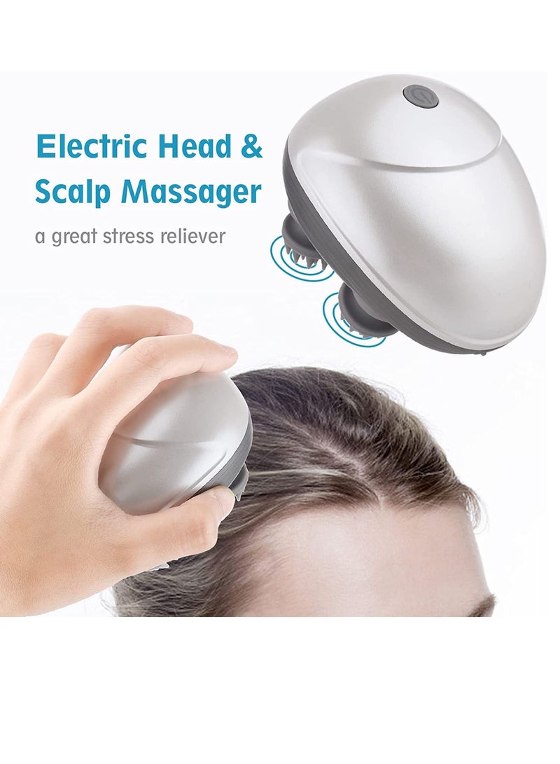 XiuWoo Electric Head Massagers Cordless Hair Scalp Massager with Kneading 6 Massage Nodes Handheld Scratcher for Deep Clean Hair Growth Head Relaxing Scalp Massage Tool - Image 2