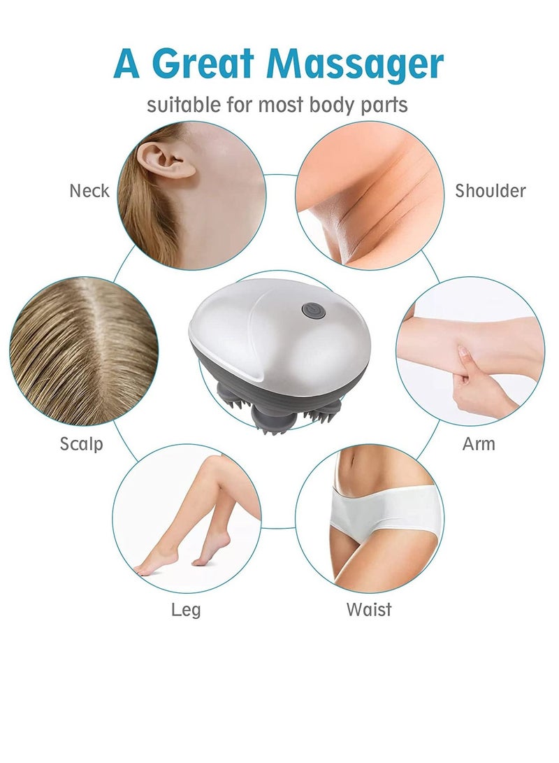 XiuWoo Electric Head Massagers Cordless Hair Scalp Massager with Kneading 6 Massage Nodes Handheld Scratcher for Deep Clean Hair Growth Head Relaxing Scalp Massage Tool - Image 4