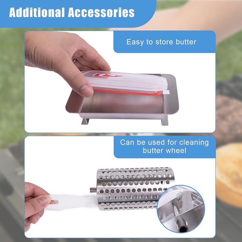 DigNew U-Shaped Butter Wheel, Food-Grade Stainless Steel Butter Roller,Butter Slicer Tool,Includes a Lid and a Cleaning Brush,Butter Dispenser for Breakfast,Tailgating,Picnics,Camping - Image 5