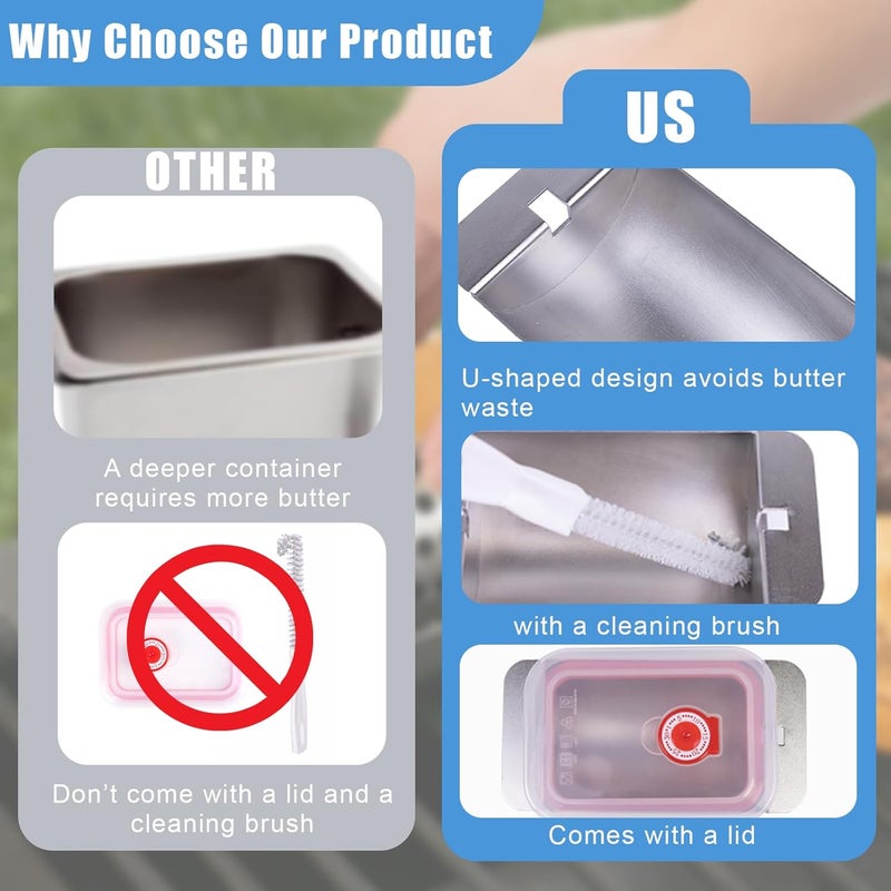 DigNew U-Shaped Butter Wheel, Food-Grade Stainless Steel Butter Roller,Butter Slicer Tool,Includes a Lid and a Cleaning Brush,Butter Dispenser for Breakfast,Tailgating,Picnics,Camping - Image 2