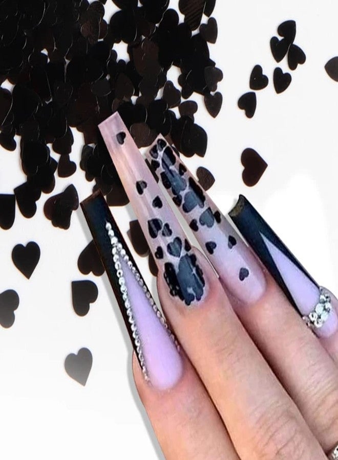OSTTMA 12 Grids Heart Nail Stickers - Hearts Nail Decals for Women - Retro Love Heart Nail Glitters 3D Nail Art Supplies Holographic Shiny Gold Nail Sequins for Valentine's Day Manicure Decorations - Image 3