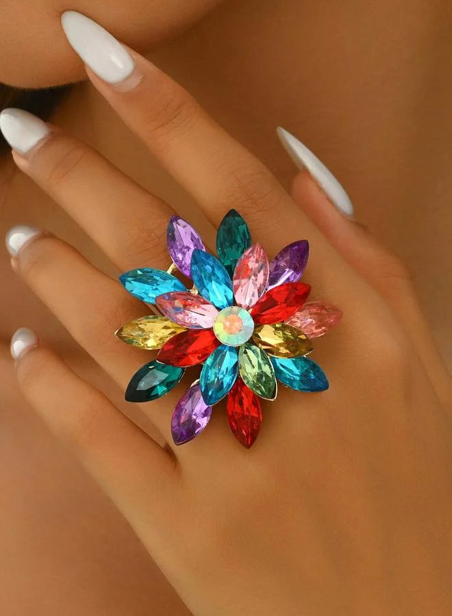 تايك تو خاتم مزين بشكل زهرة متعددة الألوان