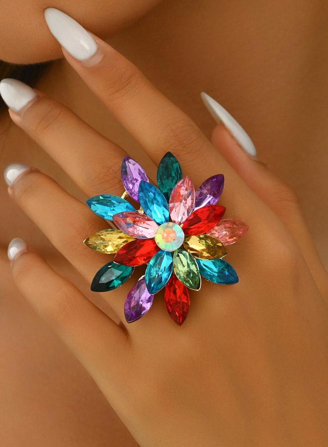 Take Two Multi Flower Statement Ring - Image 2