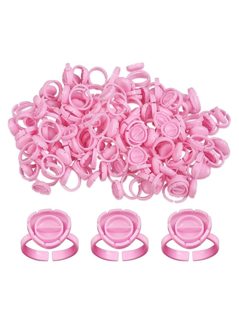 Captaintech Lash Glue Holder, Disposable Glue Ring Cups Lash Extension Volume Lashes Quick Blossom Cups Fanning Cup for Eyelash Extension Supplies, 2 Methods of Use, 100 Pcs (Pink)  - Image 1