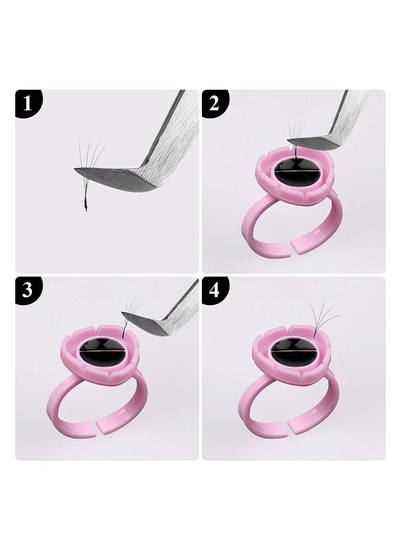Captaintech Lash Glue Holder, Disposable Glue Ring Cups Lash Extension Volume Lashes Quick Blossom Cups Fanning Cup for Eyelash Extension Supplies, 2 Methods of Use, 100 Pcs (Pink)  - Image 5