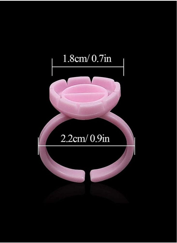 Captaintech Lash Glue Holder, Disposable Glue Ring Cups Lash Extension Volume Lashes Quick Blossom Cups Fanning Cup for Eyelash Extension Supplies, 2 Methods of Use, 100 Pcs (Pink)  - Image 4