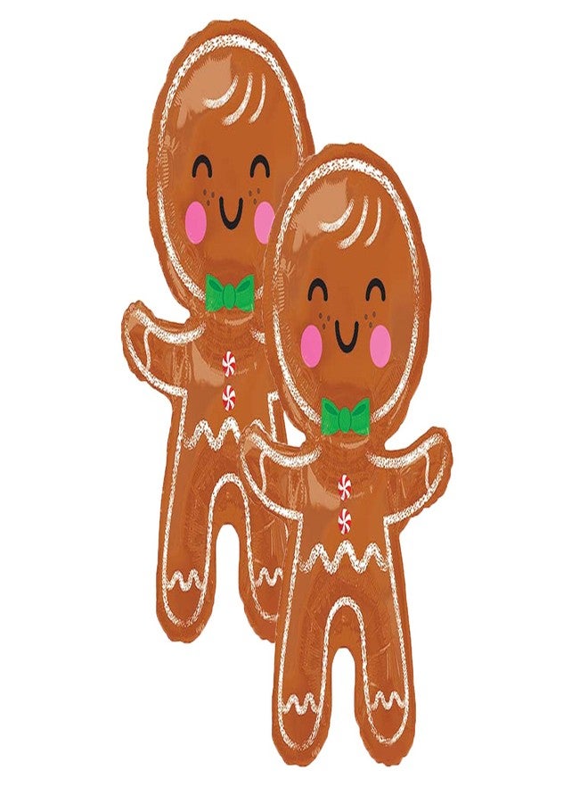 Artisan Owl Set of 2 Adorable Gingerbread Man Jumbo 31" Foil Christmas Party Balloons - Image 1