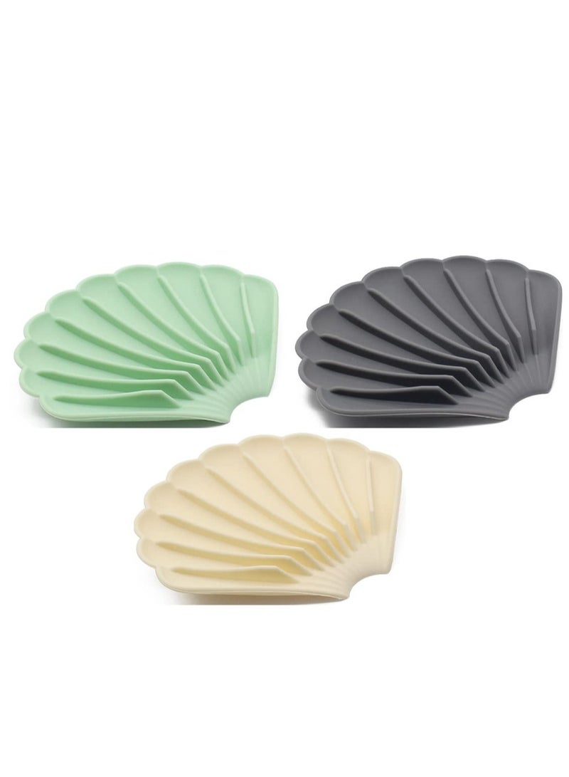 SOLARAE Self Draining Soap Dishes, Premium Silicone Soap, Bathroom, Kitchen, Bath Tub, Easy Cleaning,Keep Soap Bars Dry Clean,Extend Soap Life(Gray,Green,White), 3 Pcs - Image 1