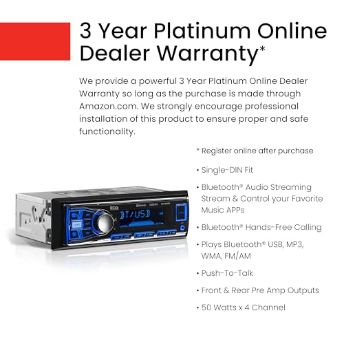 BOSS Audio Systems 611UAB Car Stereo System - Single Din, Bluetooth Audio and Calling Head Unit, Aux Input, USB, Mechless, No CD DVD Player, AM/FM Radio Receiver - Image 4