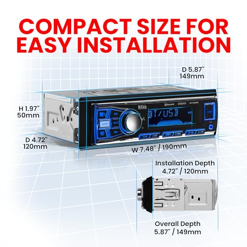 BOSS Audio Systems 611UAB Car Stereo System - Single Din, Bluetooth Audio and Calling Head Unit, Aux Input, USB, Mechless, No CD DVD Player, AM/FM Radio Receiver - Image 3