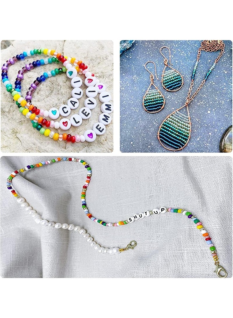 شو وو مجموعة خرزات صغيرة ملونة مع خرز الأحرف الأبجدية A-Z لصنع الأشكال بنفسك مع حبل مكونة من 3300 قطعة - Image 5