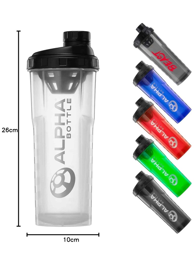 Generic Protein Shaker Bottle | 1000ml Gym Cup | for Protein Powder Shakes & Sports Supplements | Pre Workout Mixer | BPA Free | 1L | clear - Image 4
