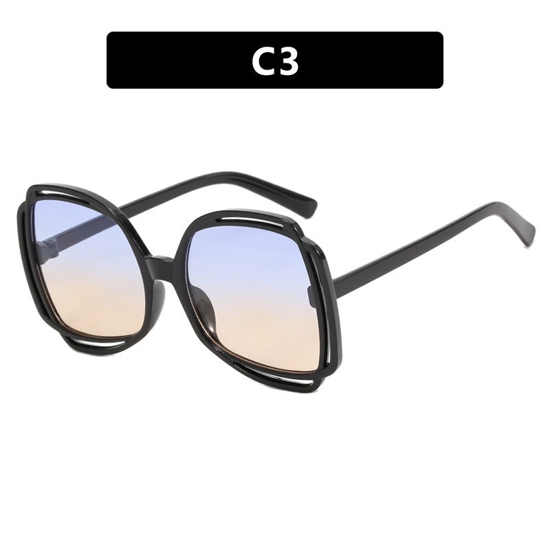2023 Fashion Oversized Sunglasses Women Blue Tea