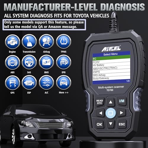 ANCEL TD700 OBD2 Scanner Fits for Toyota Lexus Scion Engine Car Diagnostic Scan Tool All System Code Reader for Reading/Erasing Code,1996-2021 - Image 2
