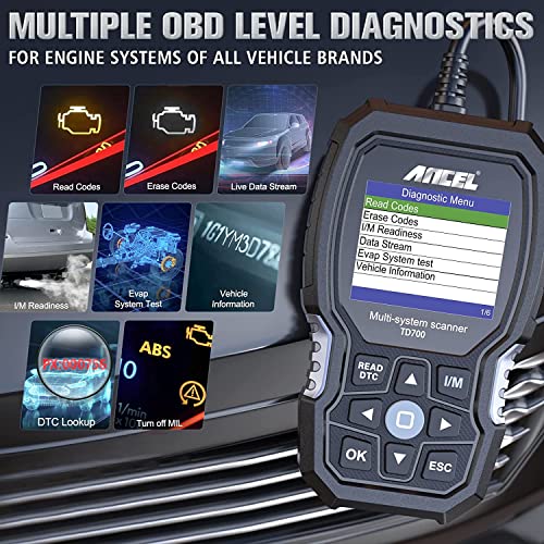 ANCEL TD700 OBD2 Scanner Fits for Toyota Lexus Scion Engine Car Diagnostic Scan Tool All System Code Reader for Reading/Erasing Code,1996-2021 - Image 4