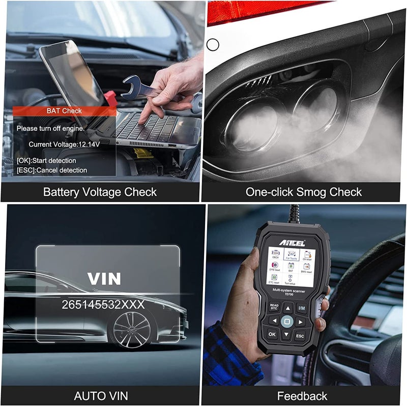 ANCEL TD700 OBD2 Scanner Fits for Toyota Lexus Scion Engine Car Diagnostic Scan Tool All System Code Reader for Reading/Erasing Code,1996-2021 - Image 5