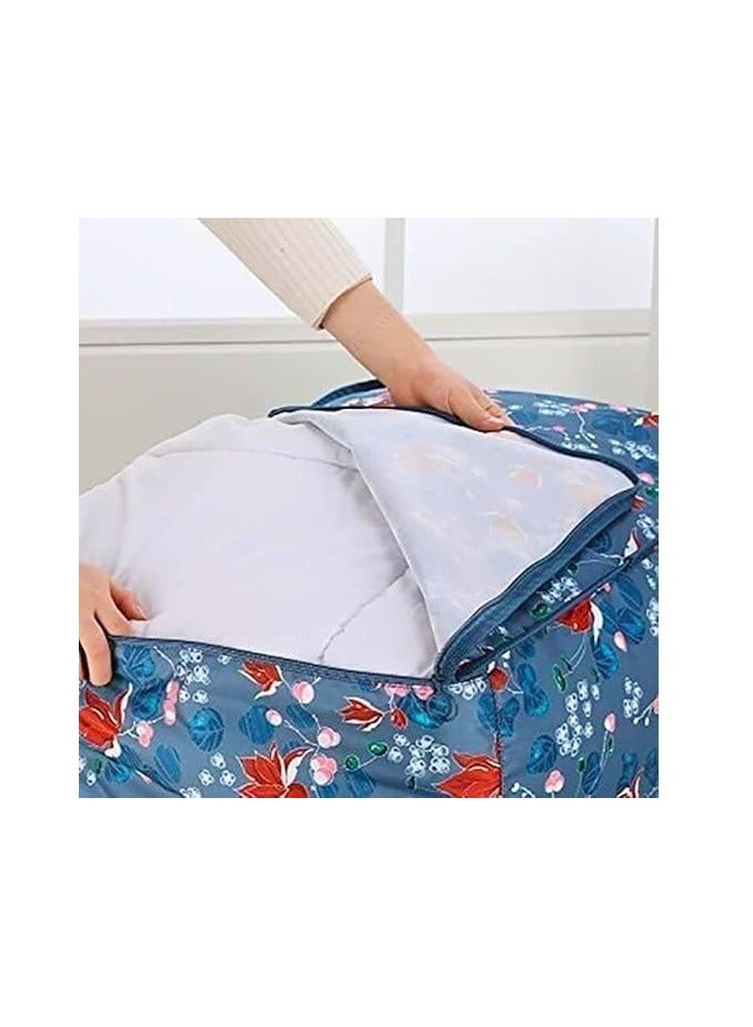 شنطة تخزين كبيرة محمولة مقاومة للماء مع سحابات، قماش اوكسفورد سميك شديد التحمل، شنطة منظمة مثالية للسفر واللحاف والبطانيات، مقاس جامبو 70 × 50 × 30 سم (اخضر فاتح مع شريط ابيض) - Image 5