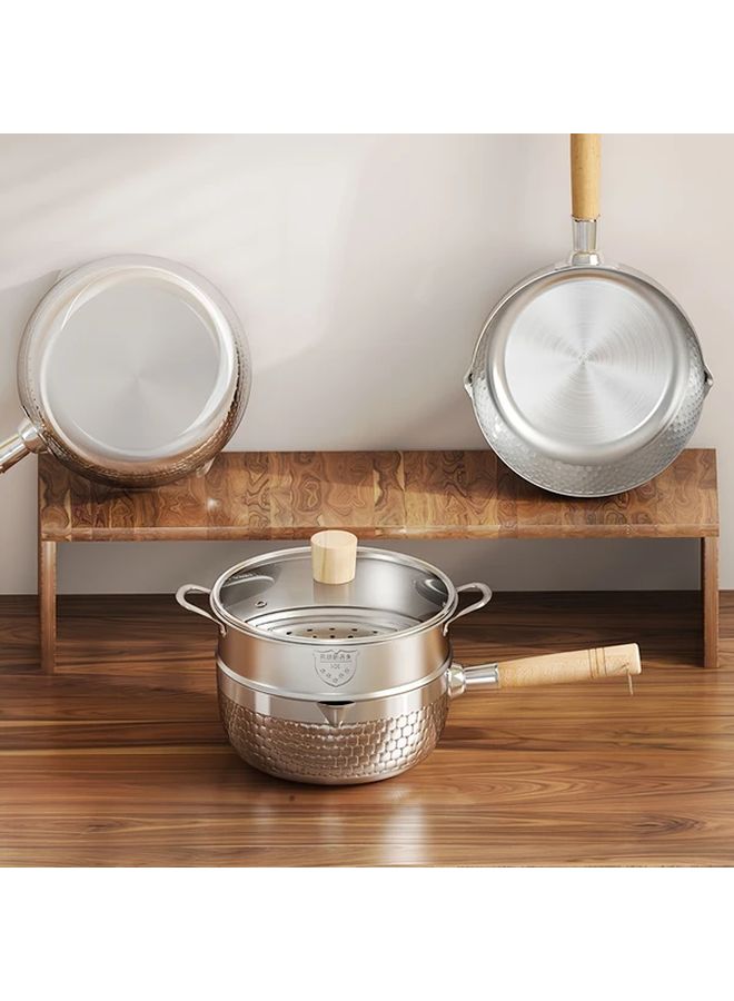22cm Stainless Steel Snow Pan Non Stick Milk Pot for Induction Stove Soup Noodles - Image 1