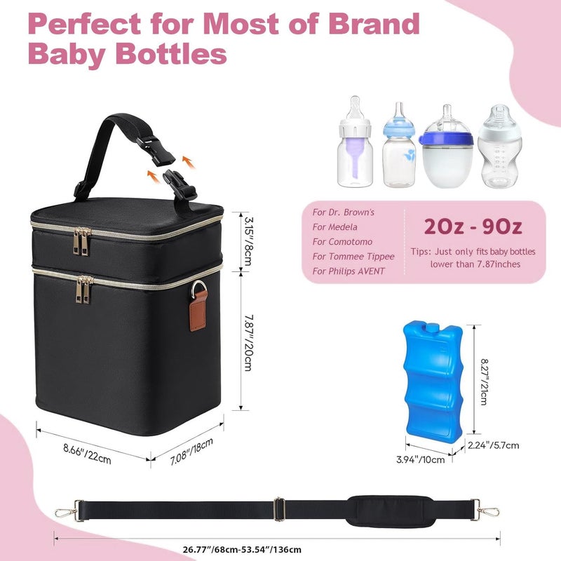 ROUNY Breastmilk Cooler Bag with Ice Pack, Fits 6 Baby Bottles Up to 9 Ounce, Large Capacity Insulated Baby Bottle Tote Bags,2 Layer Waterproof Leak-Proof with Shoulder Strap for Nursing,Working Mom Daycare - Image 5