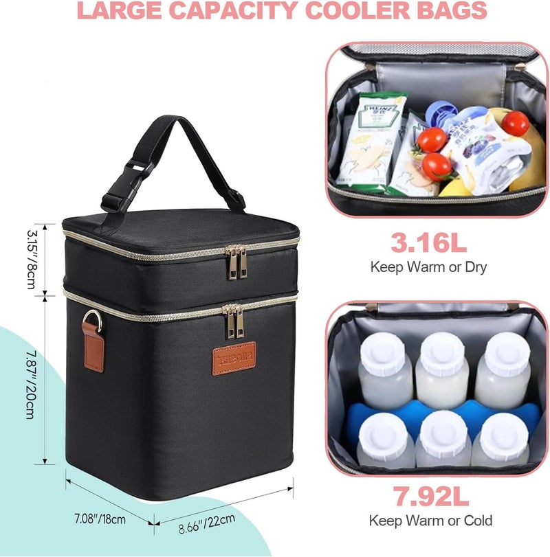 ROUNY Breastmilk Cooler Bag with Ice Pack, Fits 6 Baby Bottles Up to 9 Ounce, Large Capacity Insulated Baby Bottle Tote Bags,2 Layer Waterproof Leak-Proof with Shoulder Strap for Nursing,Working Mom Daycare - Image 3