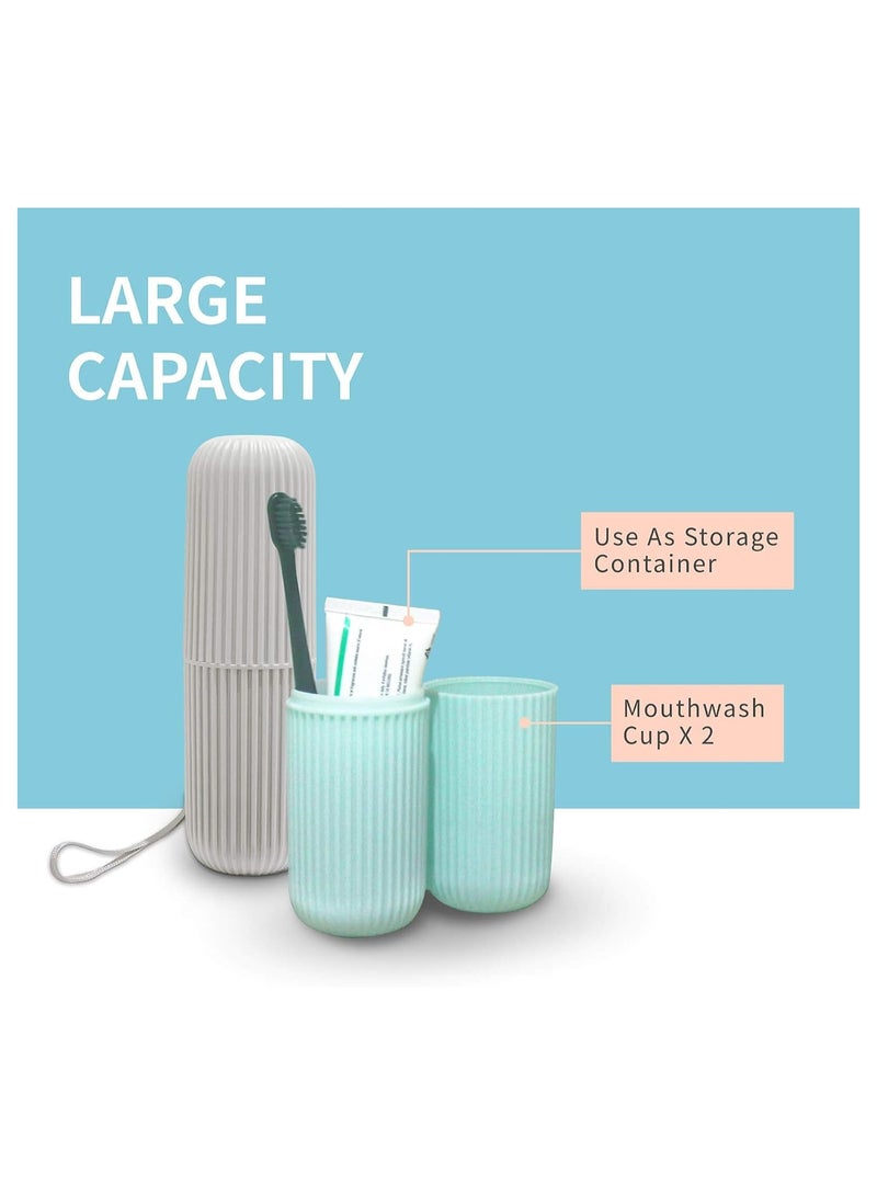 2-piece travel toothbrush holder, portable toothbrush box, suitable for travel, camping, business trips and school, multi-functional toothbrush and toothpaste set two colors (green and gray) - Image 2
