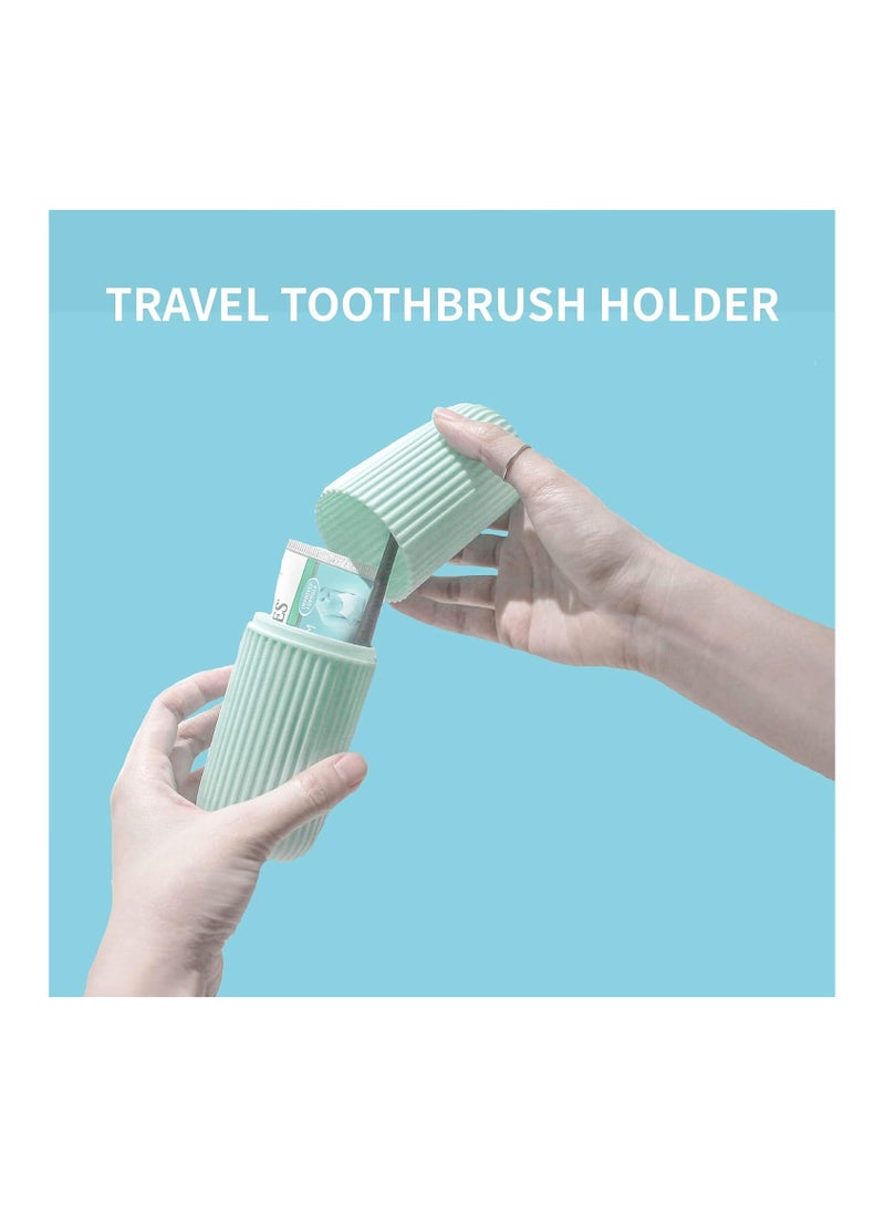 2-piece travel toothbrush holder, portable toothbrush box, suitable for travel, camping, business trips and school, multi-functional toothbrush and toothpaste set two colors (green and gray) - Image 3