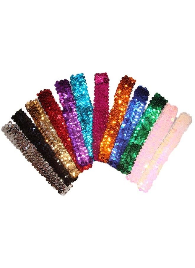 Kenz Laurenz Sequin Headbands Elastic Stretchy Headband for Girls Kids Women Flapper Roaring 20s Great Gatsby 1920s Hair Band Cute Princess Head Bands (Gold) 