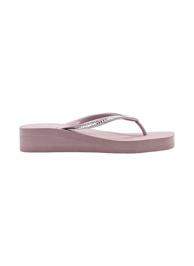 Bata - Embellished Platform Wedge Flip Flops - Image 1