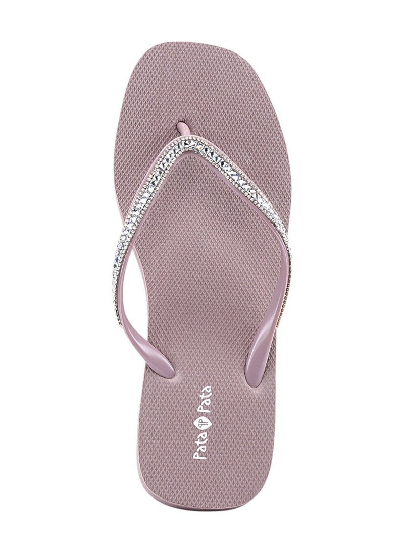 Bata - Embellished Platform Wedge Flip Flops - Image 1