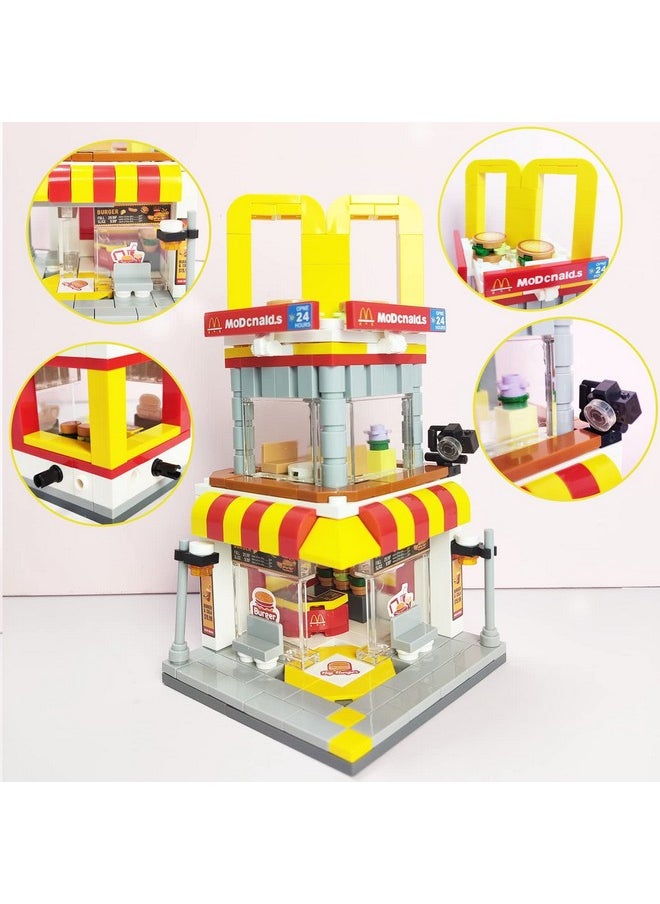 LITTCO LITTCO Building Blocks City Street View Building Toy 3D Toy Blocks DIY Bricks Toys Building Set Unique Home Decor, Gift for Adults and Children, Blocks Building Set 244PCS (Burger Shop)  - Image 4