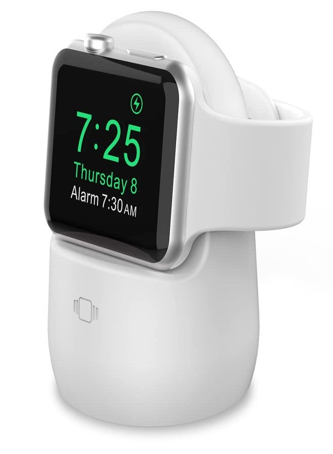 AhaStyle iWatch Stand Silicone Charging Dock Holder for Apple Watch Ultra 3, Ultra 2, Ultra, SE3, SE2, SE, Series 11 10 9 8 7 6 5 4 3 2 1 (49/46/45/44/42/41/40/38mm), Supports Nightstand Mode (White) - Image 1