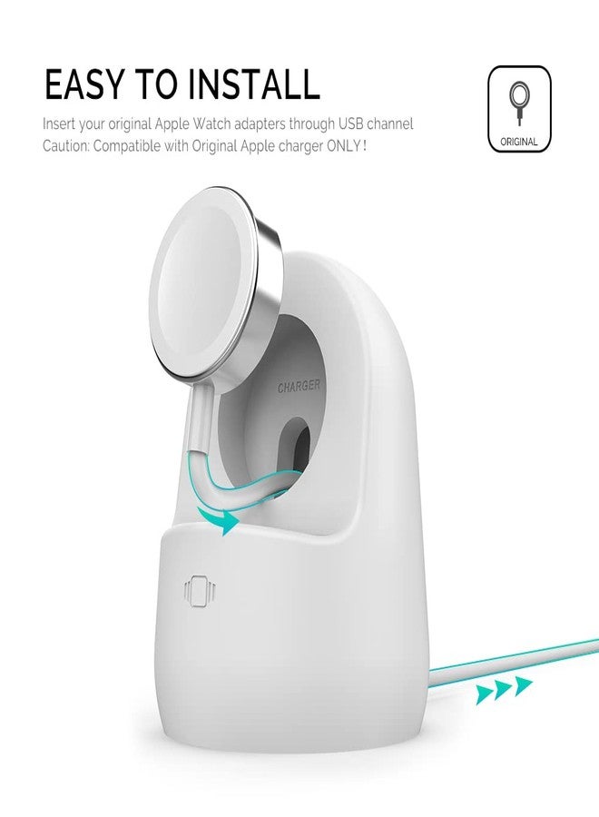 AhaStyle iWatch Stand Silicone Charging Dock Holder for Apple Watch Ultra 3, Ultra 2, Ultra, SE3, SE2, SE, Series 11 10 9 8 7 6 5 4 3 2 1 (49/46/45/44/42/41/40/38mm), Supports Nightstand Mode (White) - Image 4