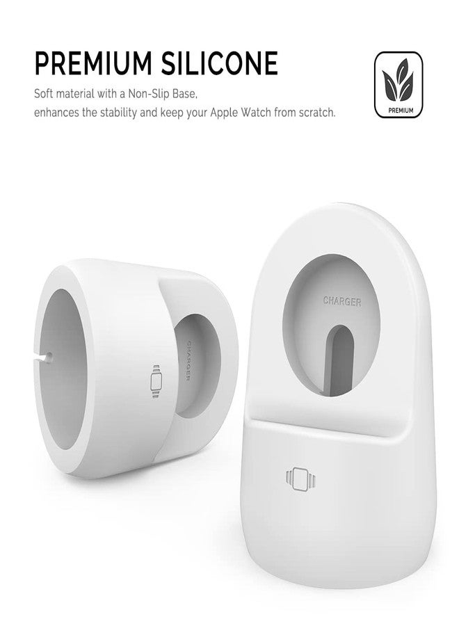 AhaStyle iWatch Stand Silicone Charging Dock Holder for Apple Watch Ultra 3, Ultra 2, Ultra, SE3, SE2, SE, Series 11 10 9 8 7 6 5 4 3 2 1 (49/46/45/44/42/41/40/38mm), Supports Nightstand Mode (White) - Image 3