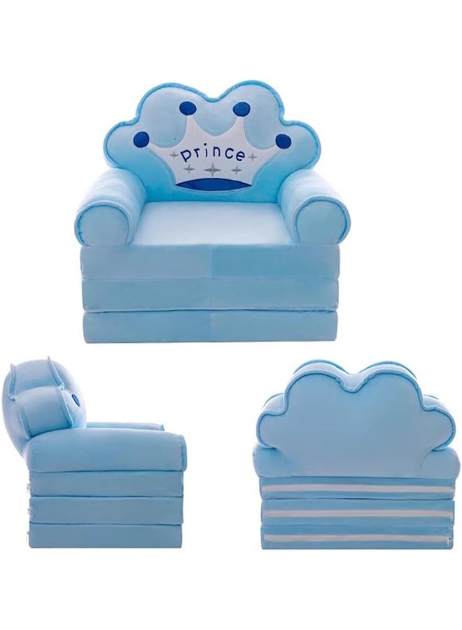3-Story Kids Sofa Chair Children Sofa Fordable Children's Sofa Backrest Armchair Bed Upholstered Flip-type Baby Infant Seat For bedroom (Blue) - Image 3