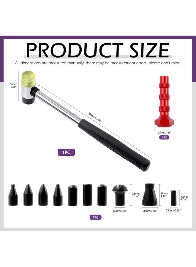DUNISO 11Pcs Paintless Dent Repair Tool Kits, One Dent Rubber Hammer with 9 Different Shaped Heads Tips and 1 Metal Tap Down Pen , Dent Removal Tap Down Tools，Sturdy and Durable，for Cars Dent Repair - Image 2