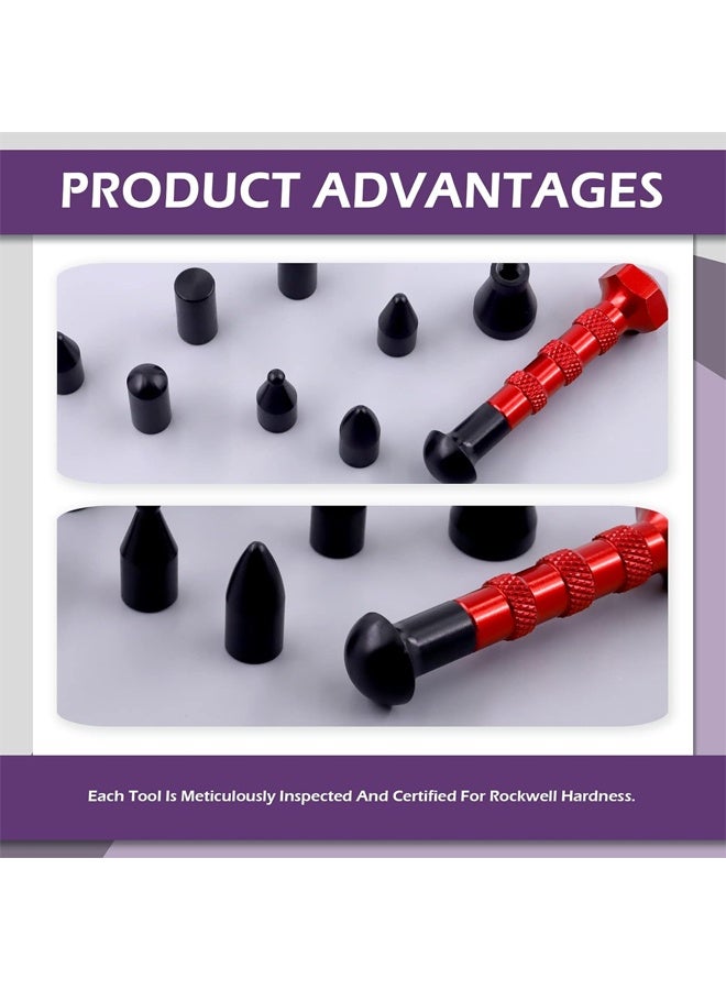 DUNISO 11Pcs Paintless Dent Repair Tool Kits, One Dent Rubber Hammer with 9 Different Shaped Heads Tips and 1 Metal Tap Down Pen , Dent Removal Tap Down Tools，Sturdy and Durable，for Cars Dent Repair - Image 5