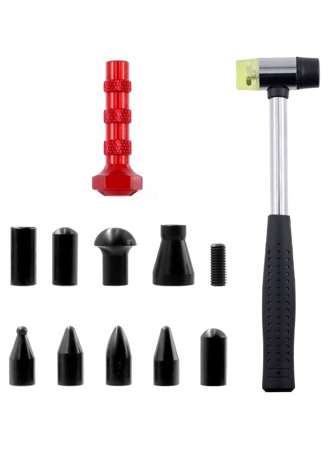 DUNISO 11Pcs Paintless Dent Repair Tool Kits, One Dent Rubber Hammer with 9 Different Shaped Heads Tips and 1 Metal Tap Down Pen , Dent Removal Tap Down Tools，Sturdy and Durable，for Cars Dent Repair - Image 1