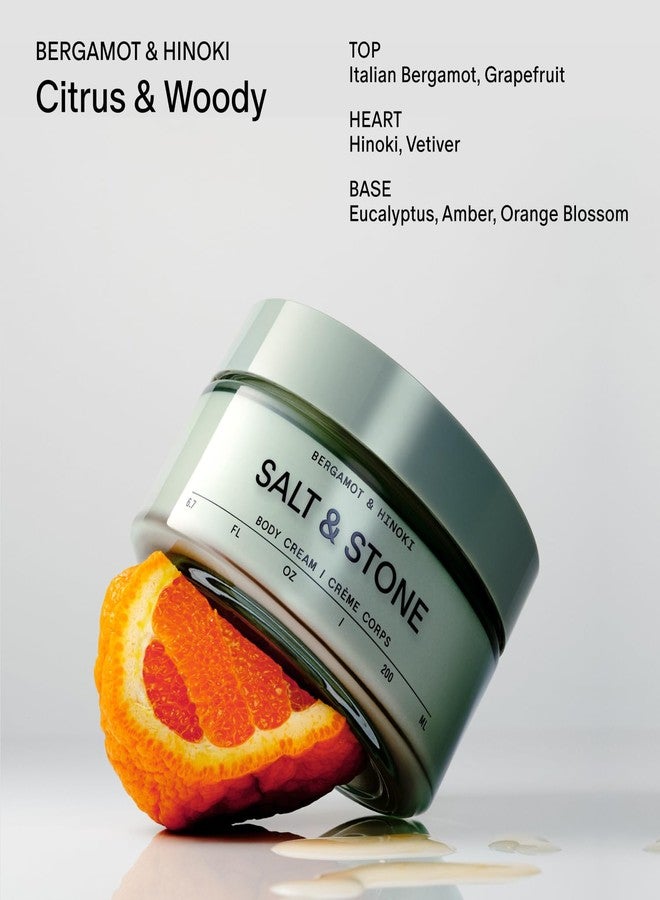 Salt & Stone Body Cream - Bergamot & Hinoki | Hydrating Formula with Seaweed Extracts, Spirulina & Squalane | Deep Hydration, Skin Barrier Repair & Healthy Glow | for all Skin Types (6.7 fl oz) - Image 3