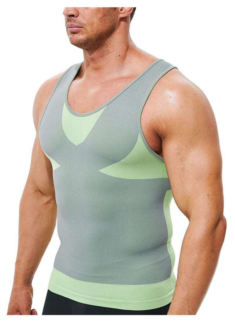 Excefore - Mens Compression Shirt Undershirt Square Cut Muscle Tank Top Workout Vest Abs Abdomen Slim Sleeveless A-Shirt G-Unit G-Shirt, XL Size - Image 1