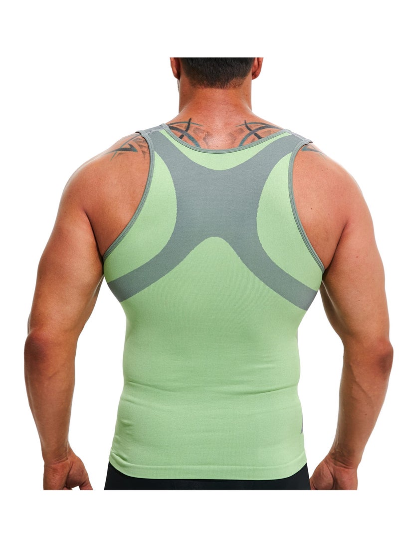 Excefore - Mens Compression Shirt Undershirt Square Cut Muscle Tank Top Workout Vest Abs Abdomen Slim Sleeveless A-Shirt G-Unit G-Shirt, XL Size - Image 1