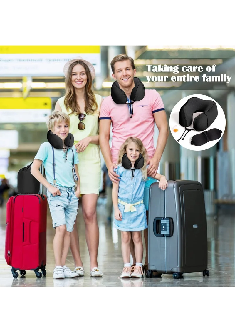 MNUK MNP-3 Neck Pillow for Travel, Black | Memory Cotton U-Shaped Pillow with Magnetic Cloth | Machine Washable Ultimate Travel Pillow for Car, Flight & Nap